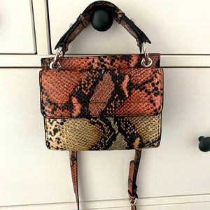 Zara mini handbag faux snake skin pink and beige excellent condition